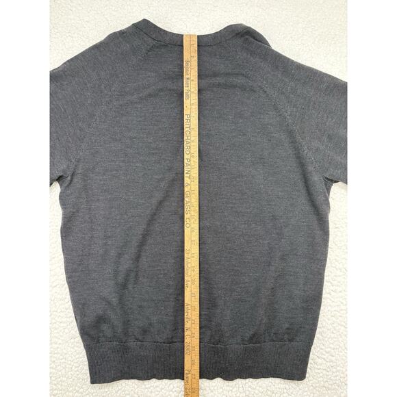 Structure 100% Fine Italian Merino Wool Button Up Grey Cardigan Sz L FLAWS READ - Picture 8 of 9